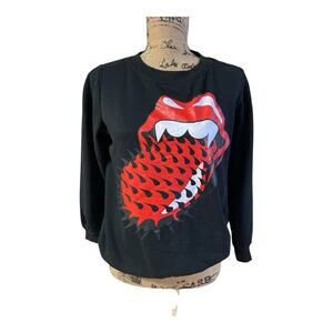Rolling Stones Crewneck Sweatshirt Spiked Toung Mouth Women’s Black XS
